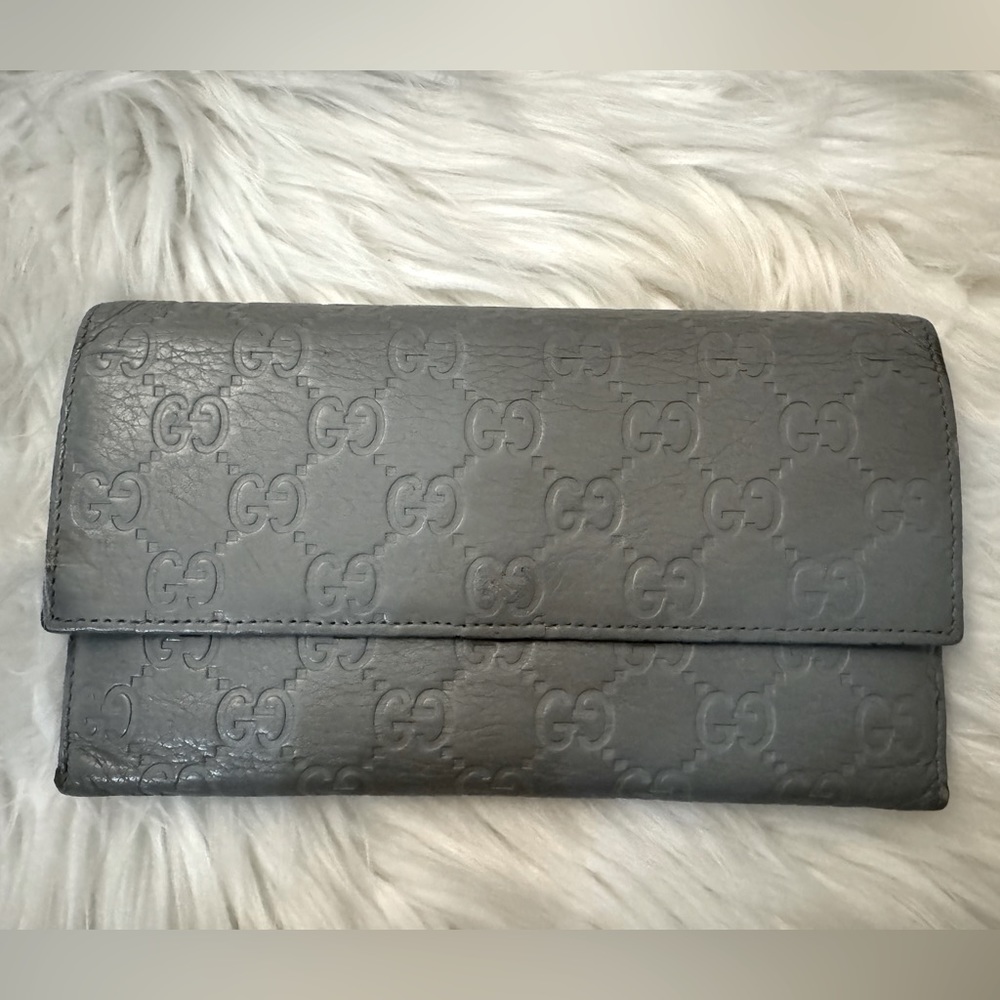 Authentic vintage GUCCI clutch wallet gray guccissima